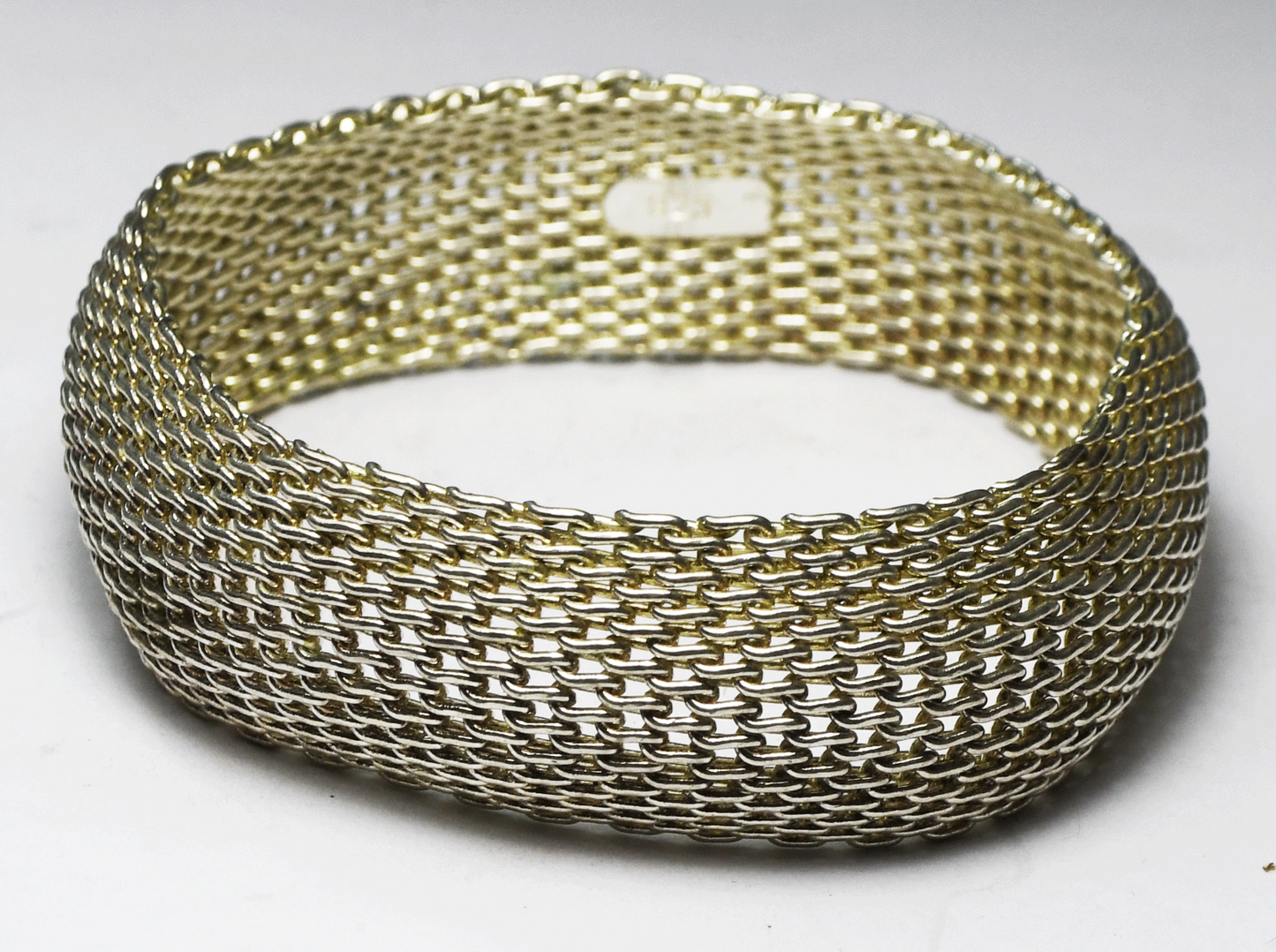 Sterling Silver Mesh 21mm Chain Mail Medium Bangle Bracelet 40g