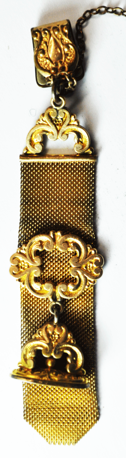 Gold Filled Victorian Pocket Watch 2.5mm Chain Fob Clip 28mm Wide 8-3/4"
