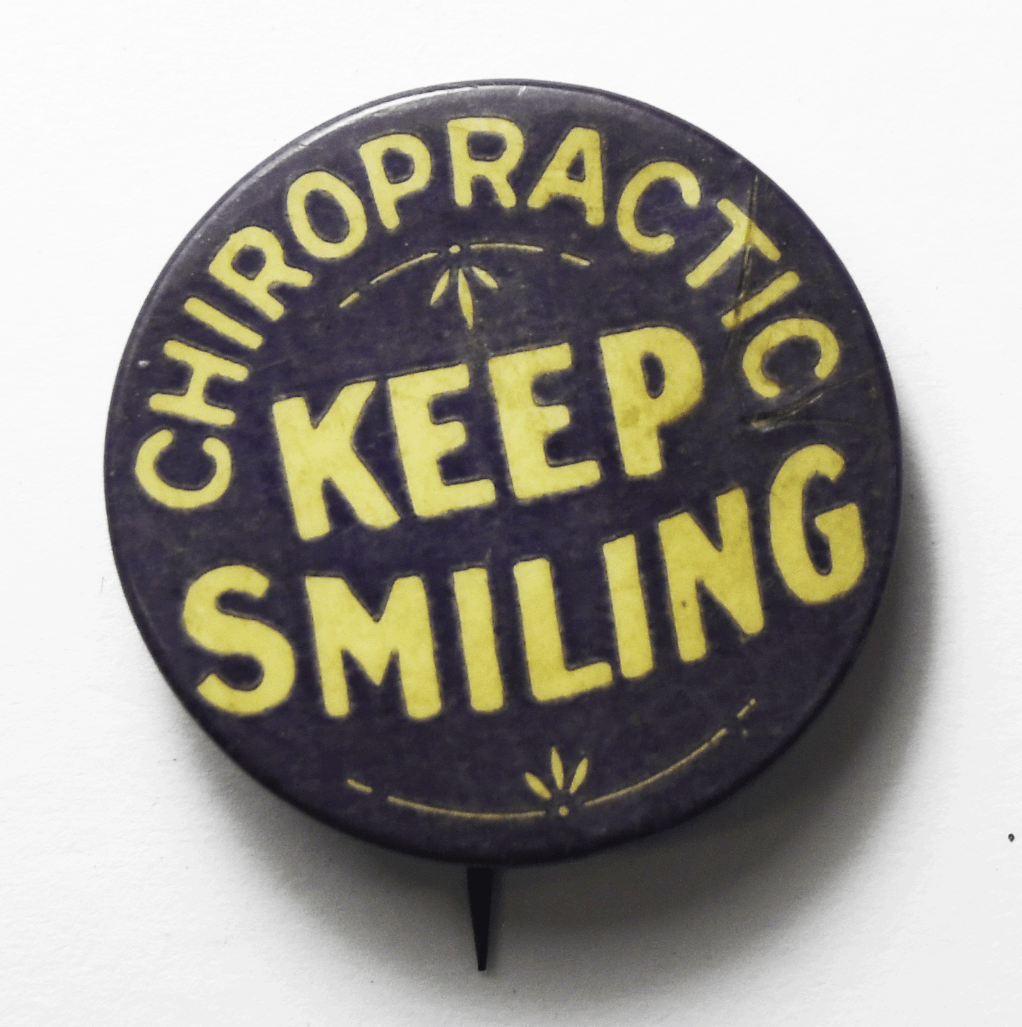 Vintage Chiropractic Keep Smiling Purple Pinback Round 31mm
