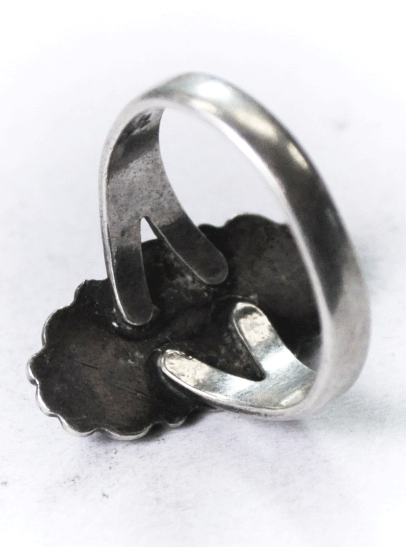 Sterling Silver Antique Bell Trading Turquoise Ring 19mm Size 6 Ring