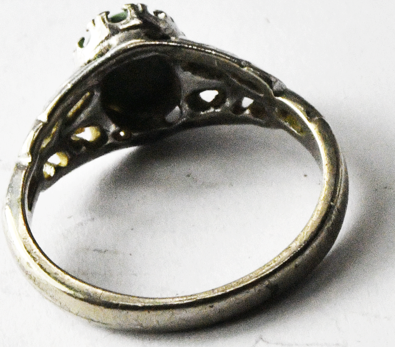 Sterling Silver Seta Green Oval Turquoise Filigree Ring 9mm Size 8