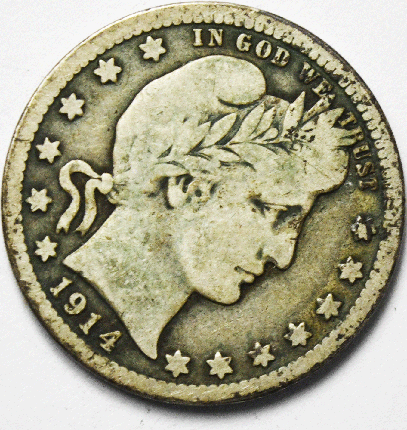 1914 D 25c Barber Silver Quarter Dollar Twenty Five Cents Denver
