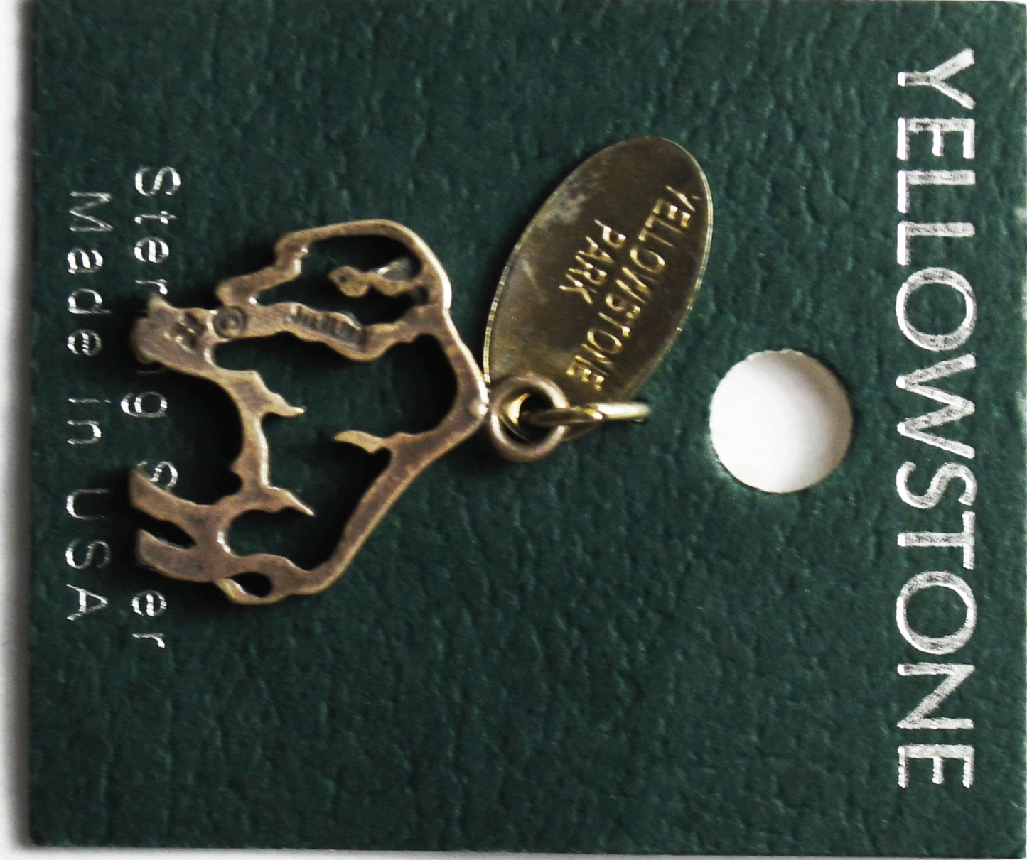 Sterling Sunwest Yellowstone Park Bison Buffalo Outline Carded Charm 18mm x 20mm
