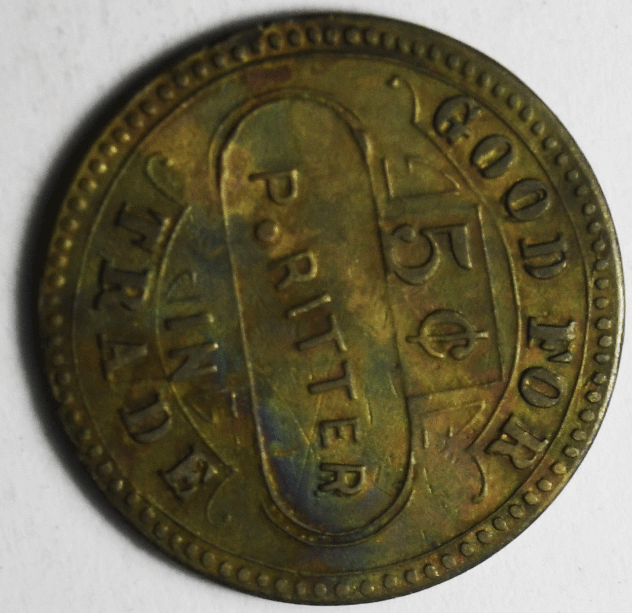 P Ritter 5c Billiards Trade Token Brunswick Balke 25mm