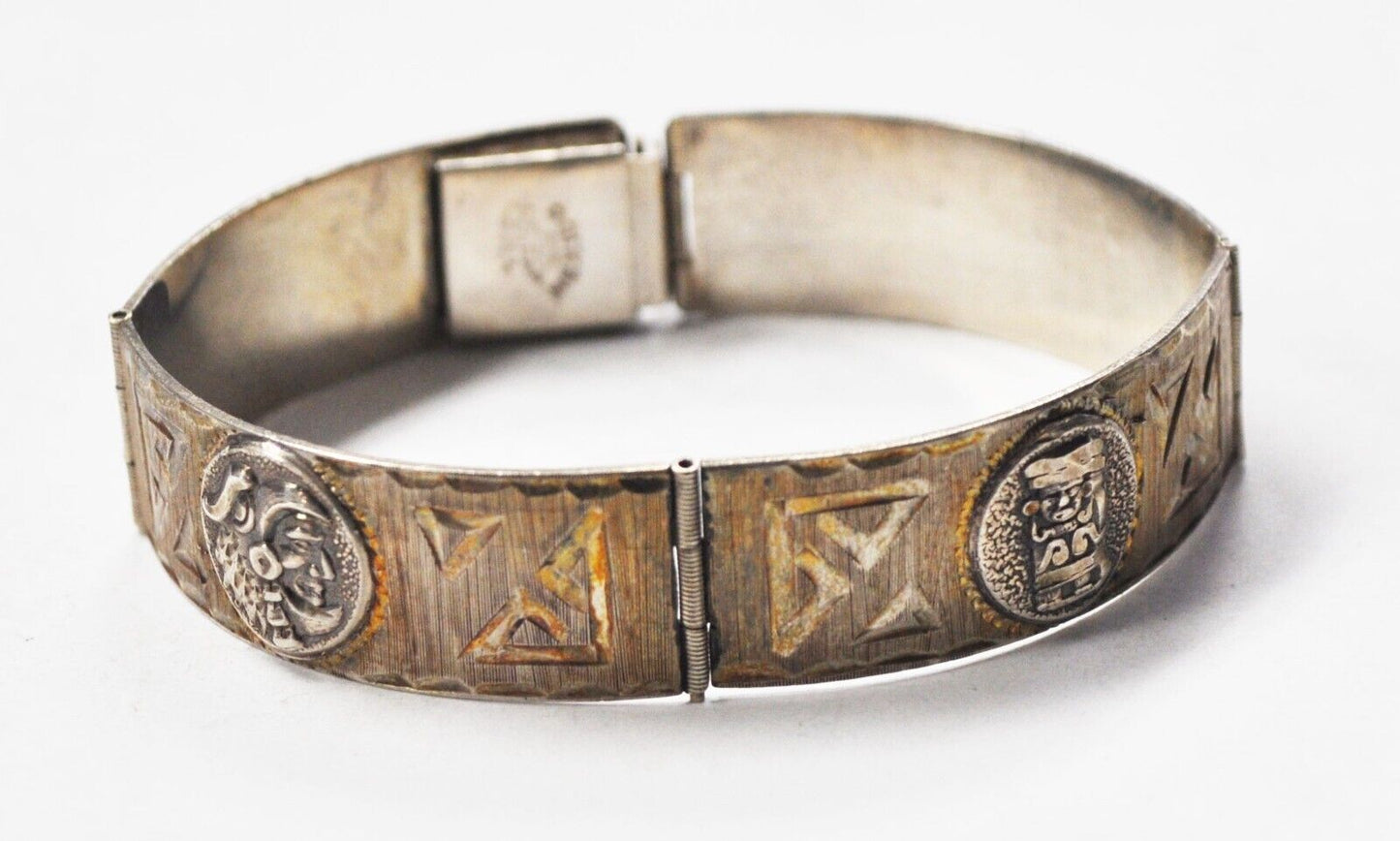 Sterling Silver Joymex Aztec Diamond Cut Bracalet 14mm 6-1/2"