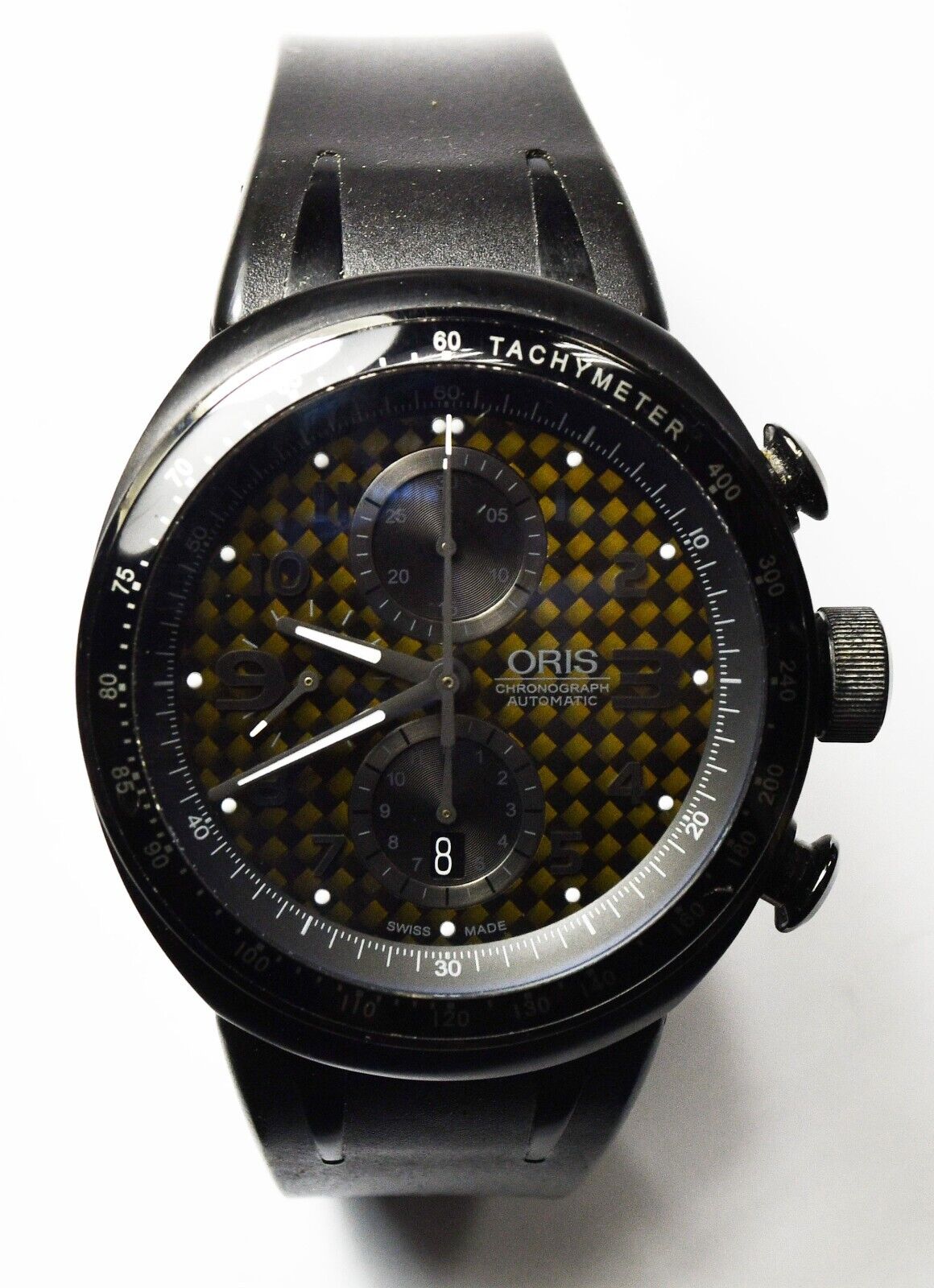 Men's Oris 7611 Checkerboard Dial Titanium Chronograph Skeleton 45mm Wristwatch