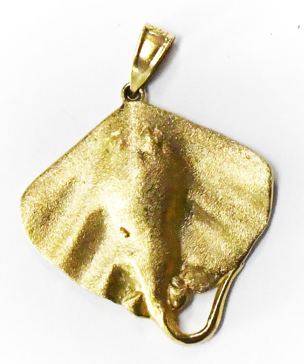 14k Yellow Gold DZ Stingray Devil Manta Ray Fish Pendant 35mm x 26mm