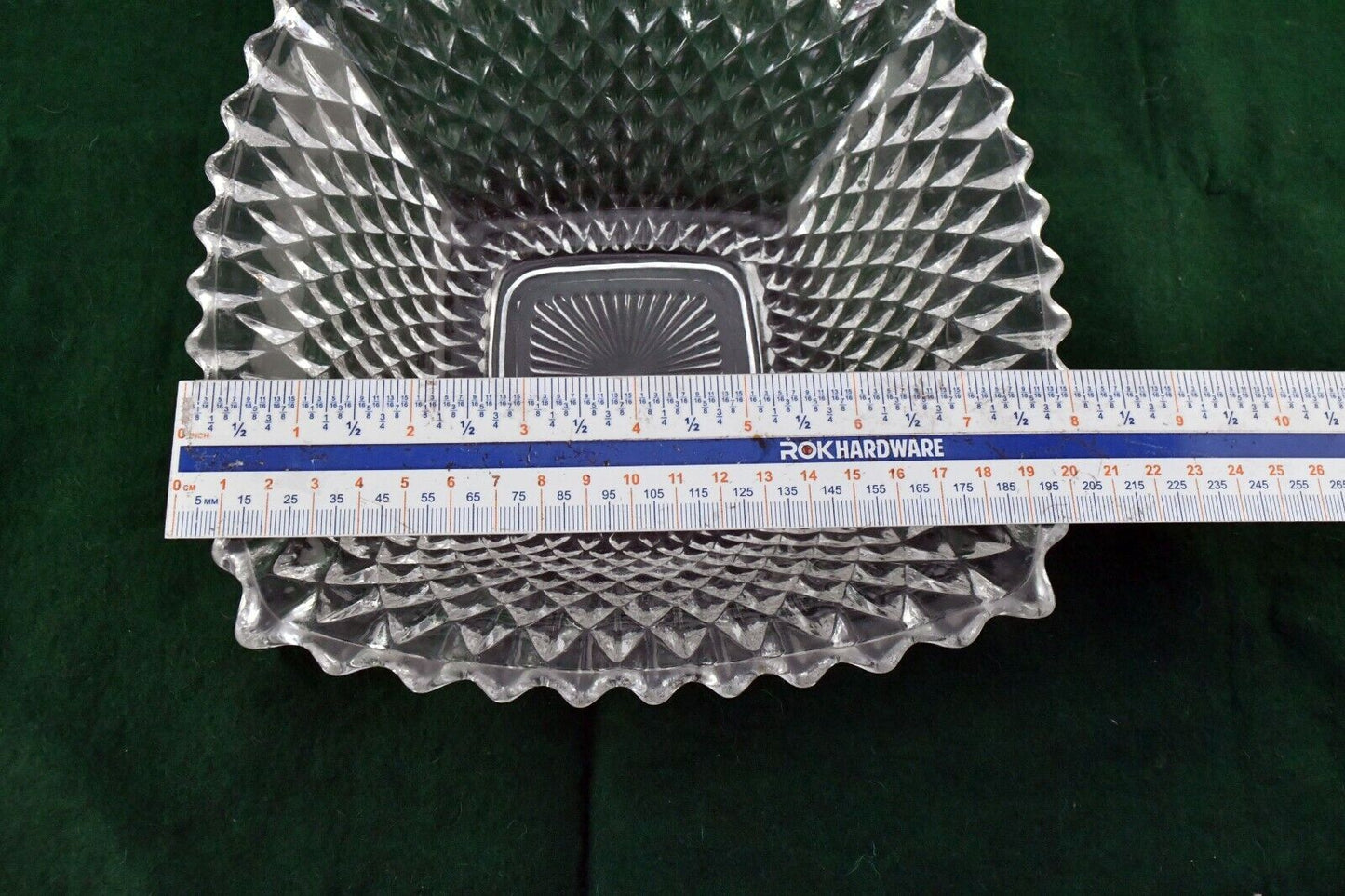 Vintage Molded Crystal Glass Square 8" x 8" Vegetable Bowl Candy Dish