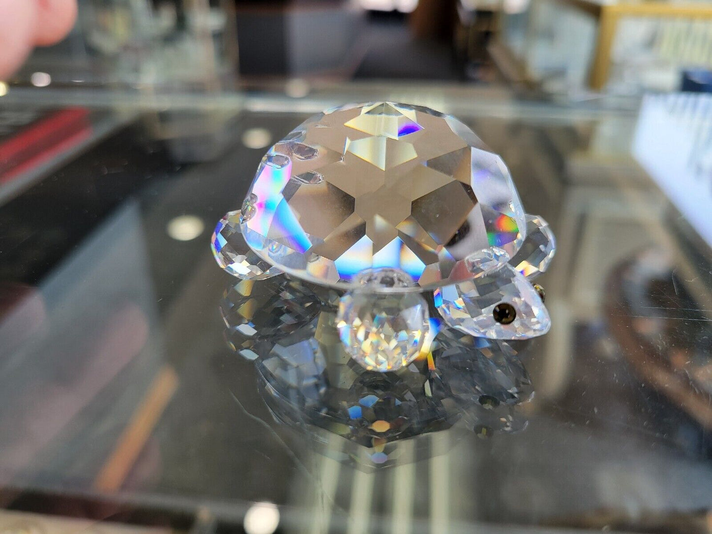 Swarovski Crystal Turtle w/ Green Eyes 7632 NR 045 In Original Box