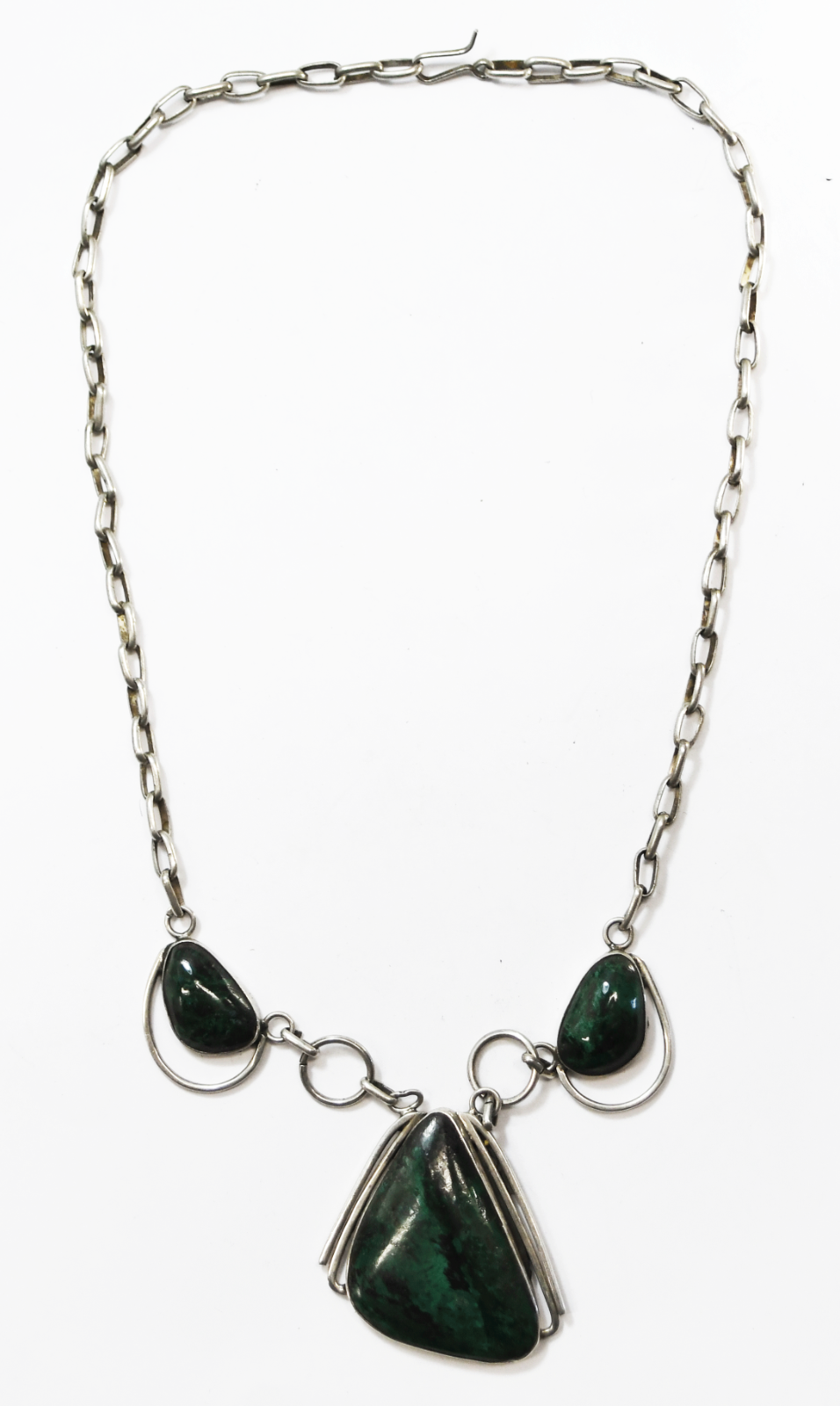 Sterling Silver Israel Eilat Chrysocolla 44mm Pendant 18.5" Necklace