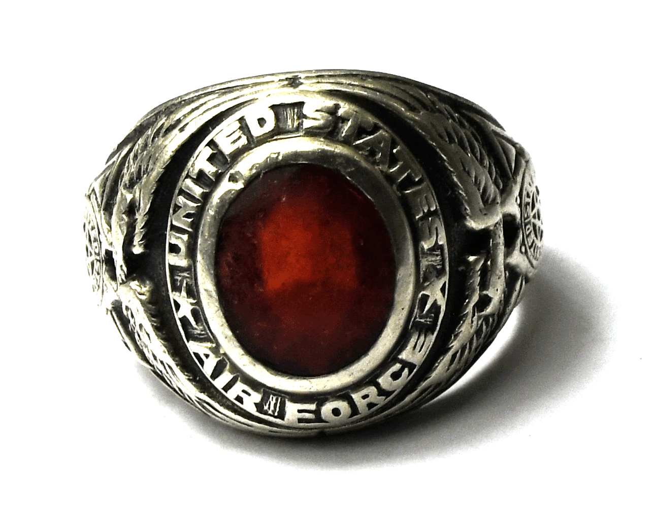 Sterling Silver Uncas United States Air Force Red Ring 19mm Size 10
