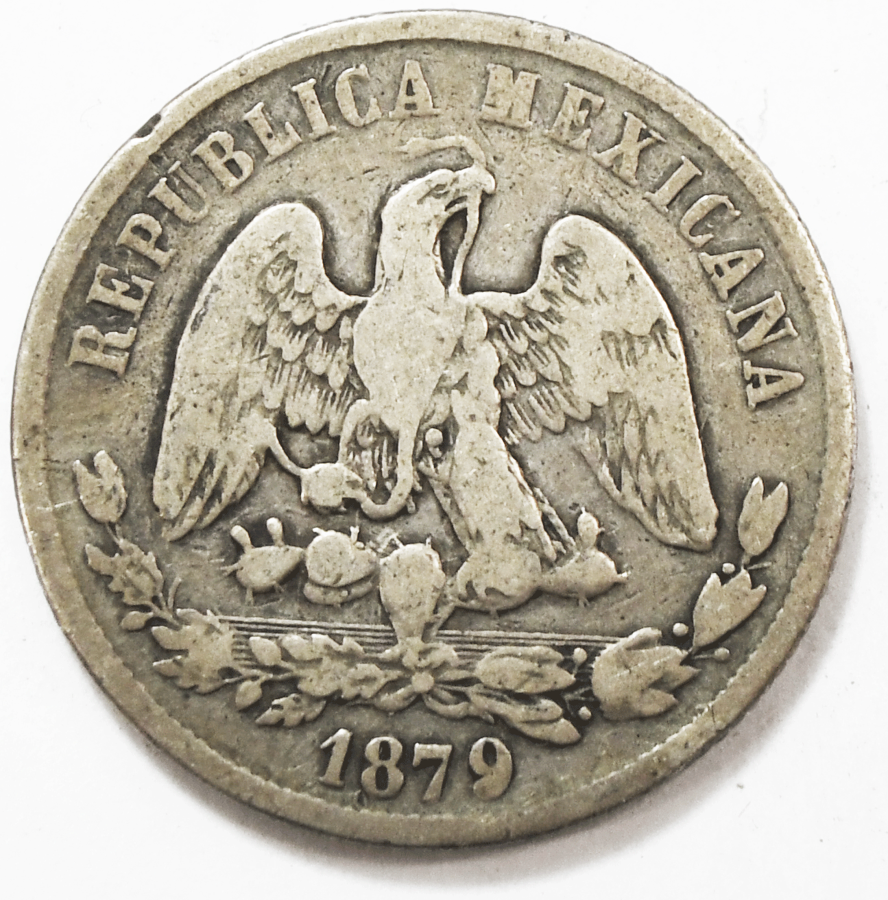 1879 Go S Mexico Second Republic 50 Centavos Silver Coin KM# 407.4