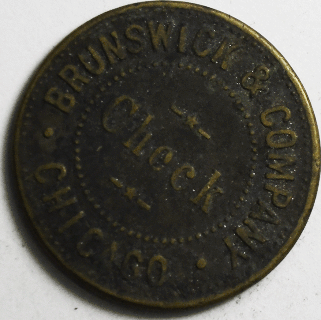 Hinman's Chicaco 5c Trade Token Check Brunswick & Co 24mm