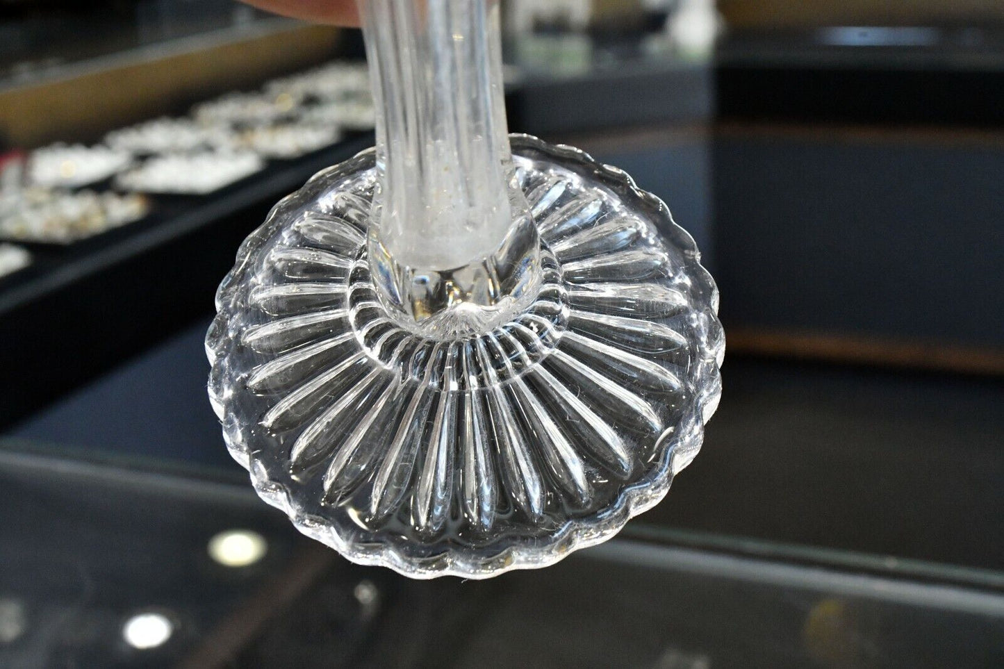 Vintage Molded Glass Fluted Footed Bud Vase 8 1/2" Tall