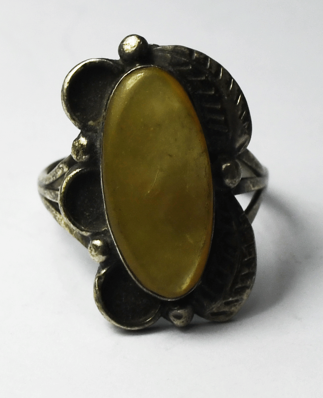 Sterling Silver Sunburst F Yellow MOP Floral Ring 25mm Size 10
