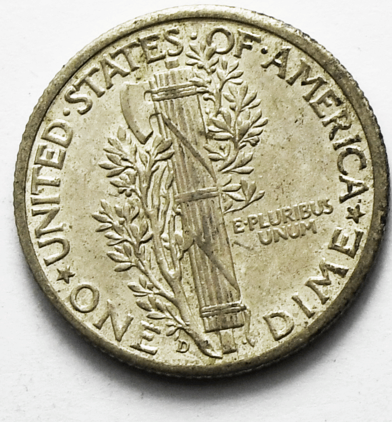 1944 D 10c Mercury Silver Dime Rare Ten Cents Denver AU