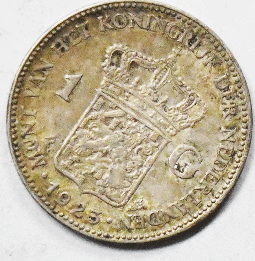 1923 1G Netherlands One Gulden Silver Coin KM# 161.1