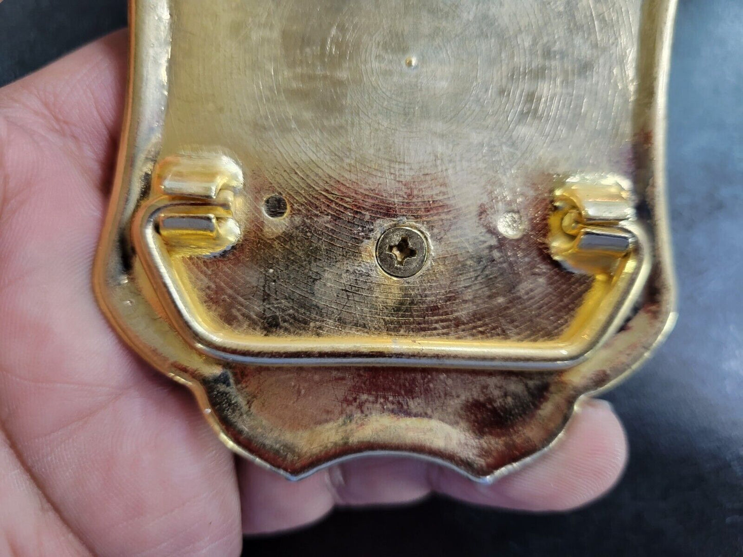 Vintage Double Horse Head Gold Tone Metal Belt Buckle 3 3/3"x 2 1/2"