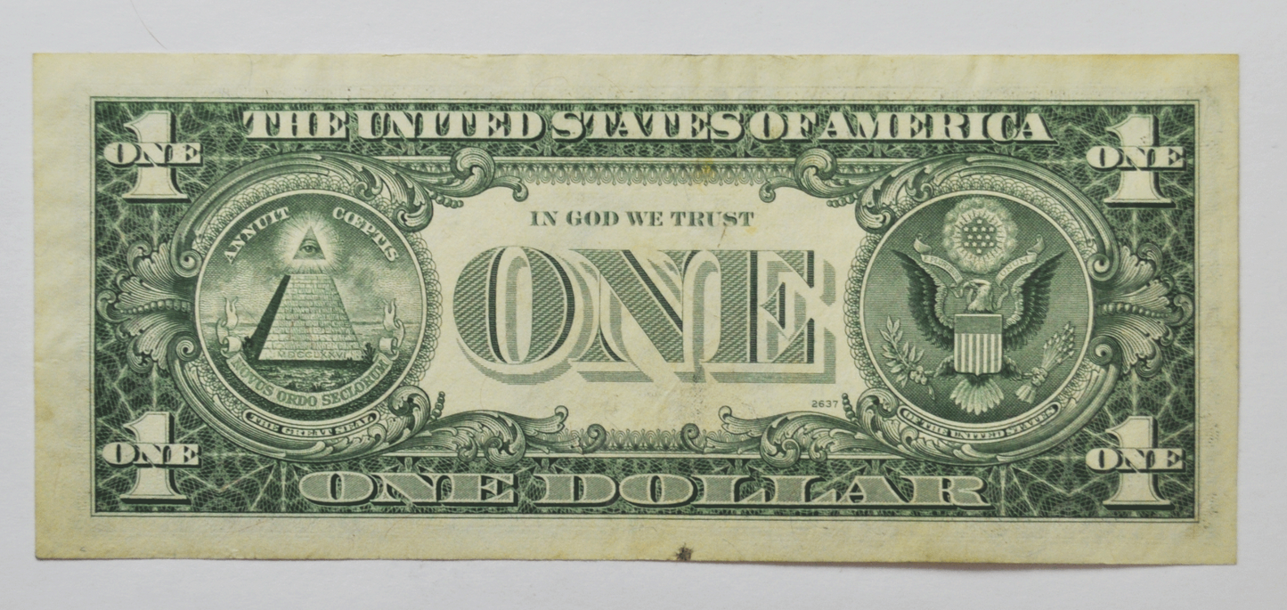 1977 $1 One Dollar Federal Reserve Note Insufficient Inking Error Fr# 1909