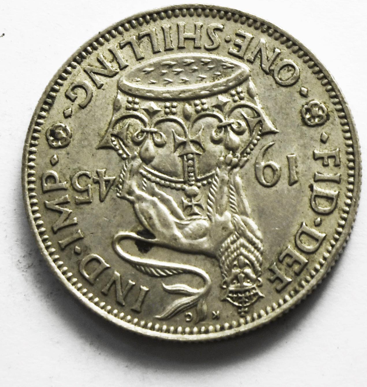 1945 Great Britain Silver One Shilling Coin KM# 853