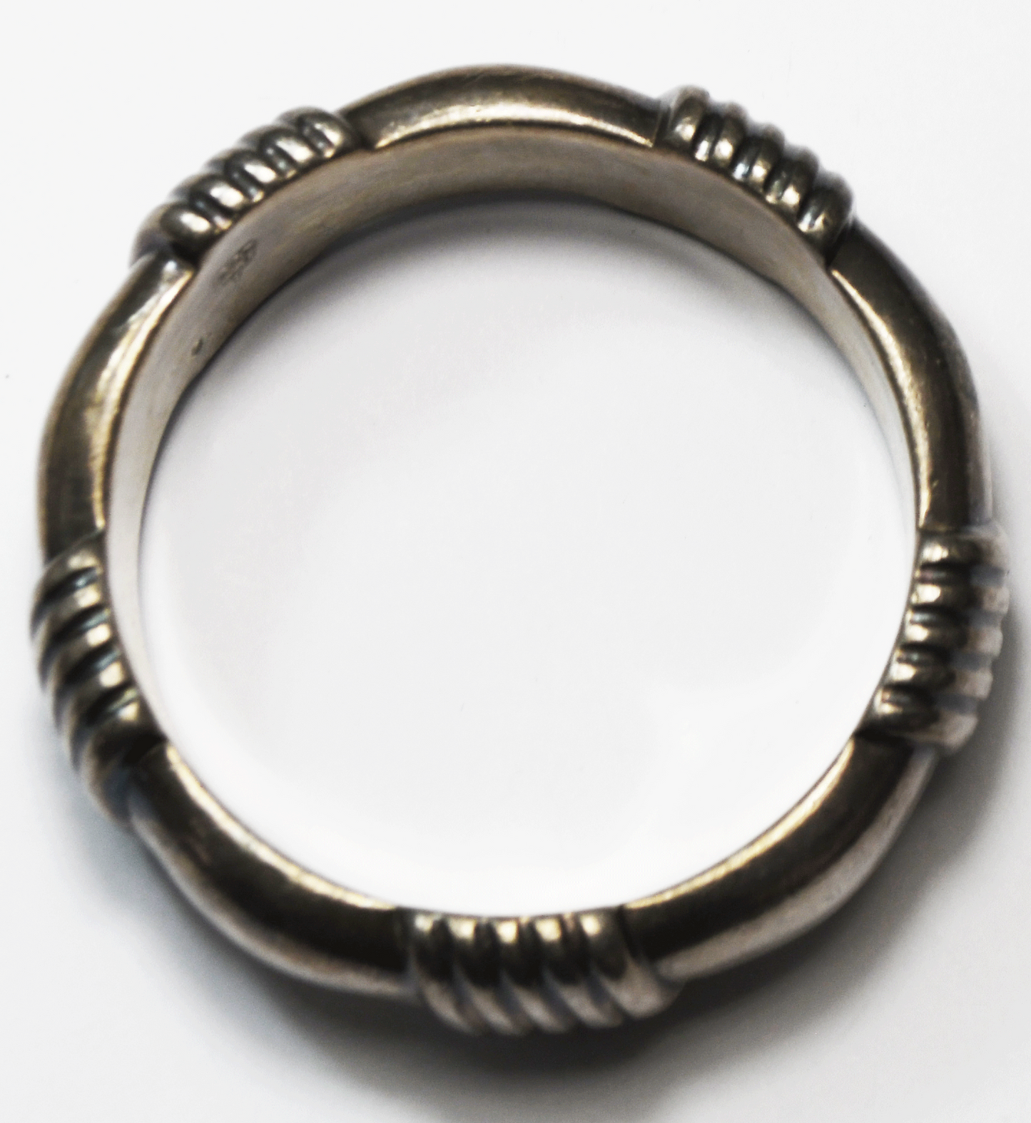 Sterling Silver Puffy Stripe Hollow Medium Round Bangle 25mm 54g