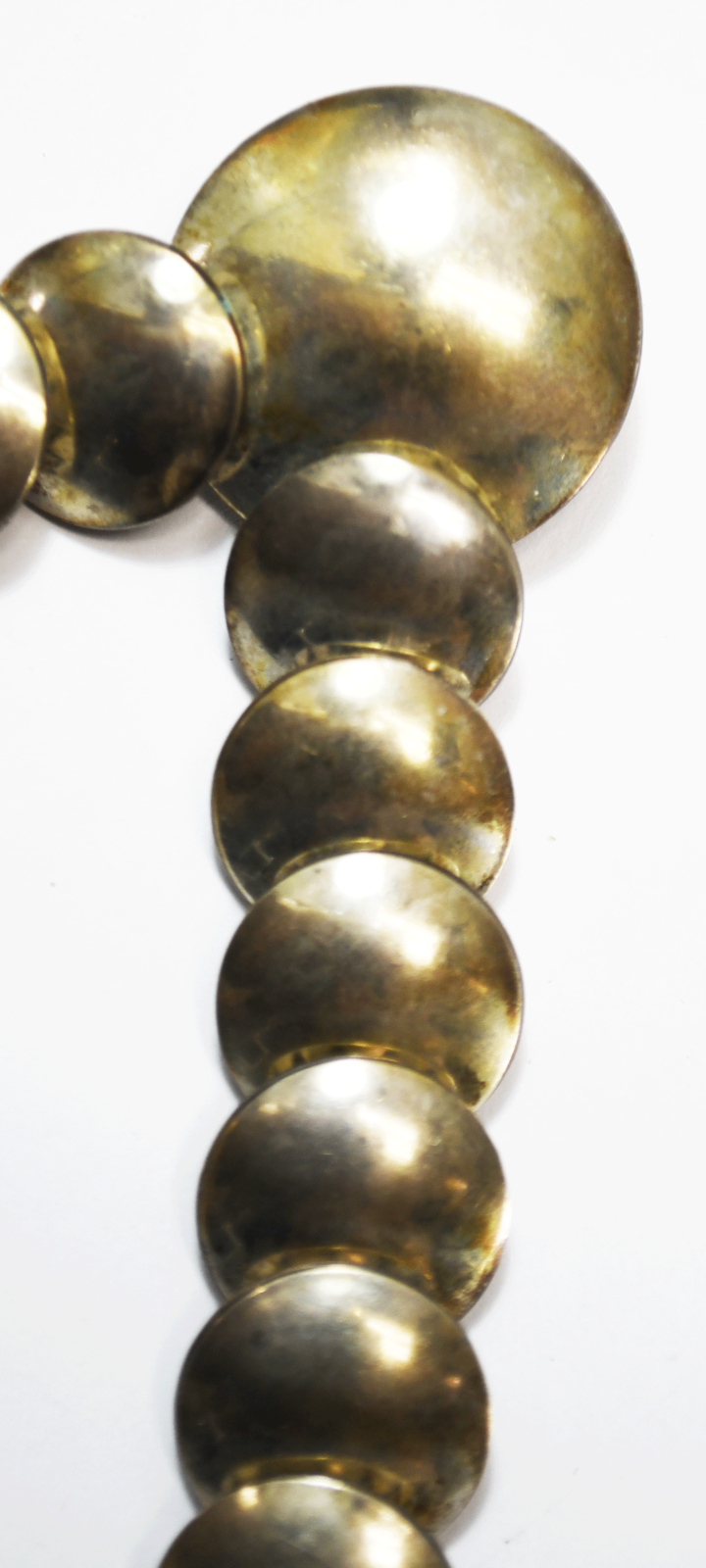 Sterling Silver Graduated Handmade Bead Disc Rays 21.5" Necklace 8-30mm