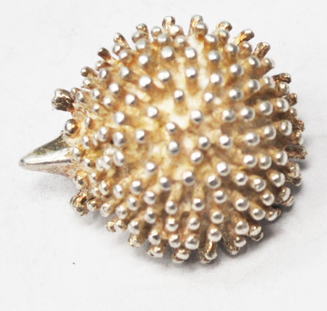 Sterling Silver Mexico Porcupine Spiked Brooch Pin 32mm