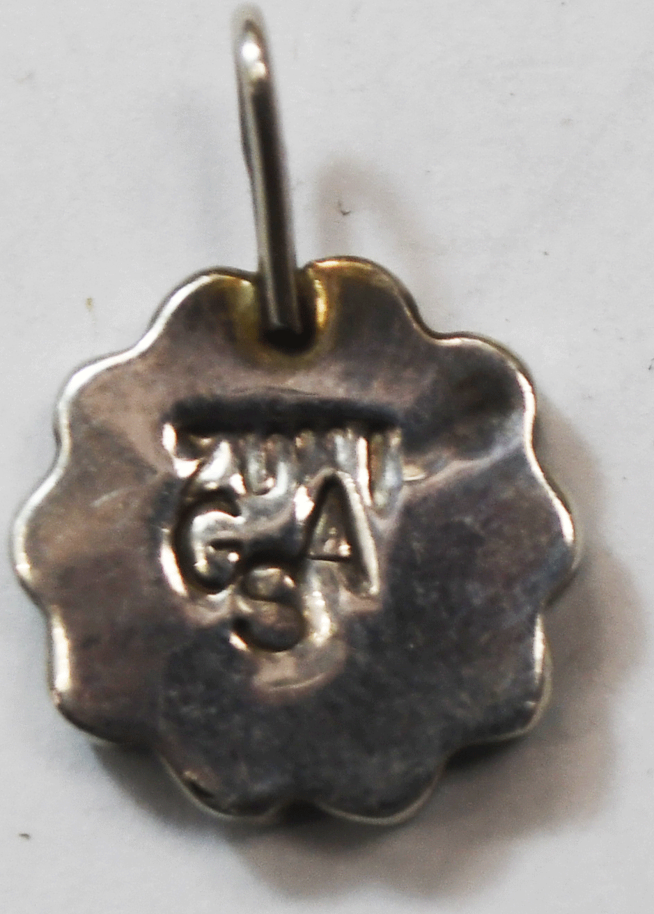 Sterling Silver GSA Teardrop Turquoise Pinwheel Pendant 22mm x 15mm