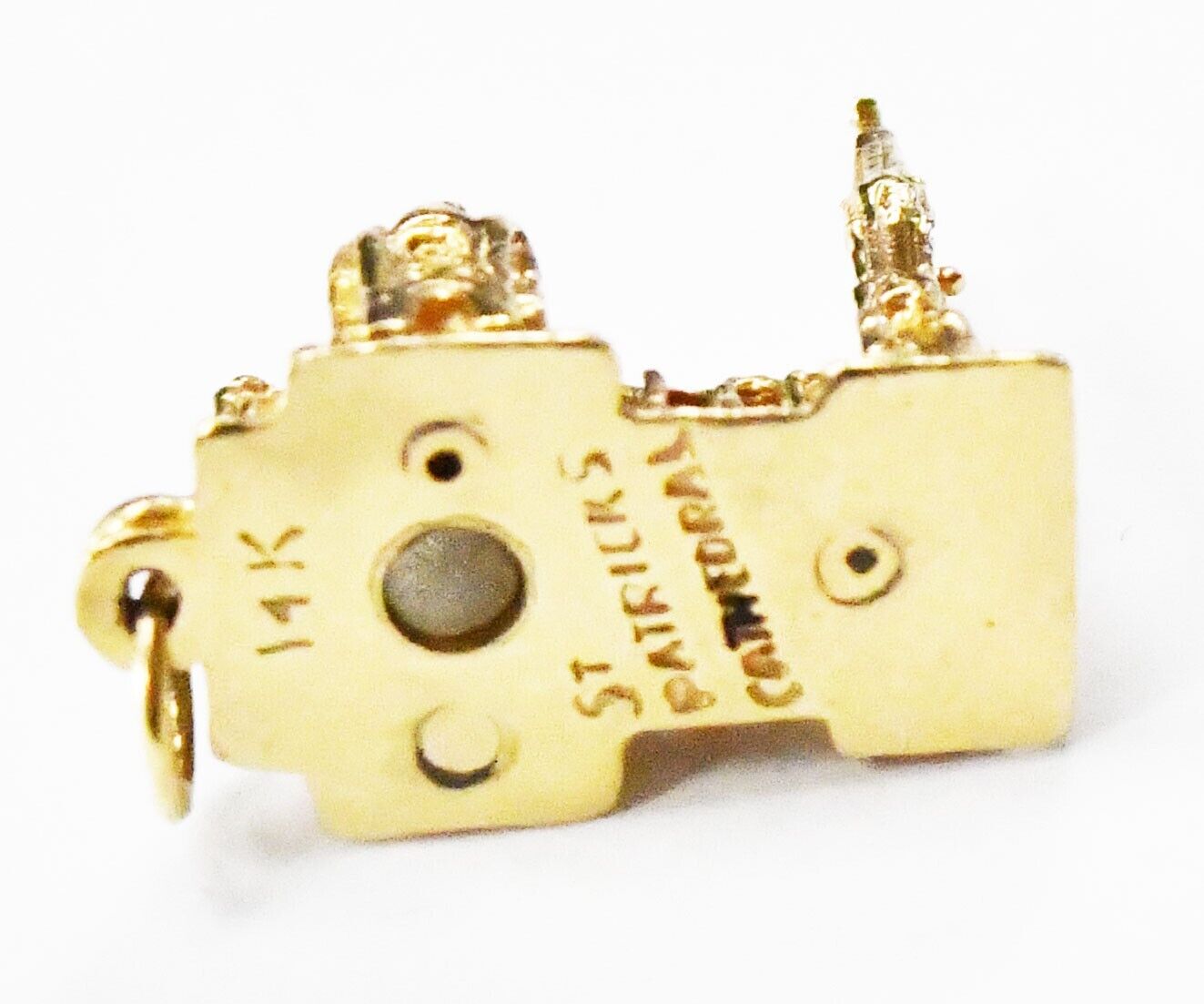 14k Yellow Gold St Patrick's Cathedral Charm 20mm New York Skyline Glass