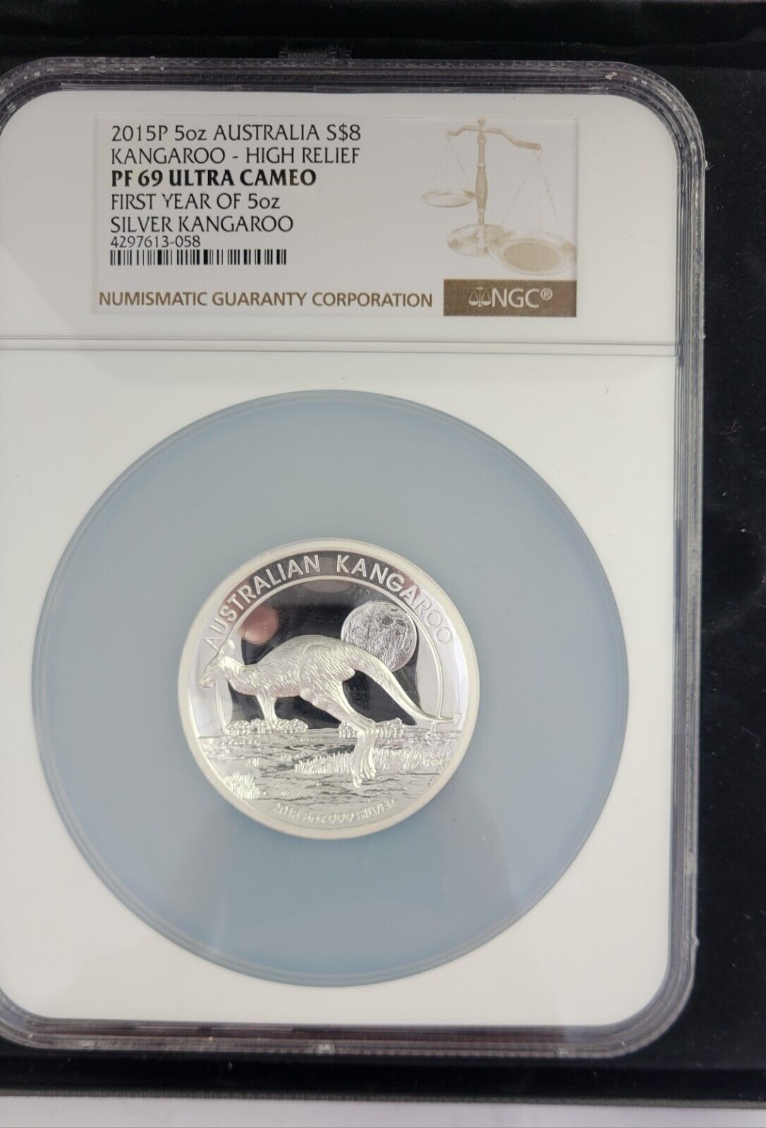2015 P Australia $8 5 oz Silver Kangaroo High Relief NGC PF69 Ultra Cameo Cased