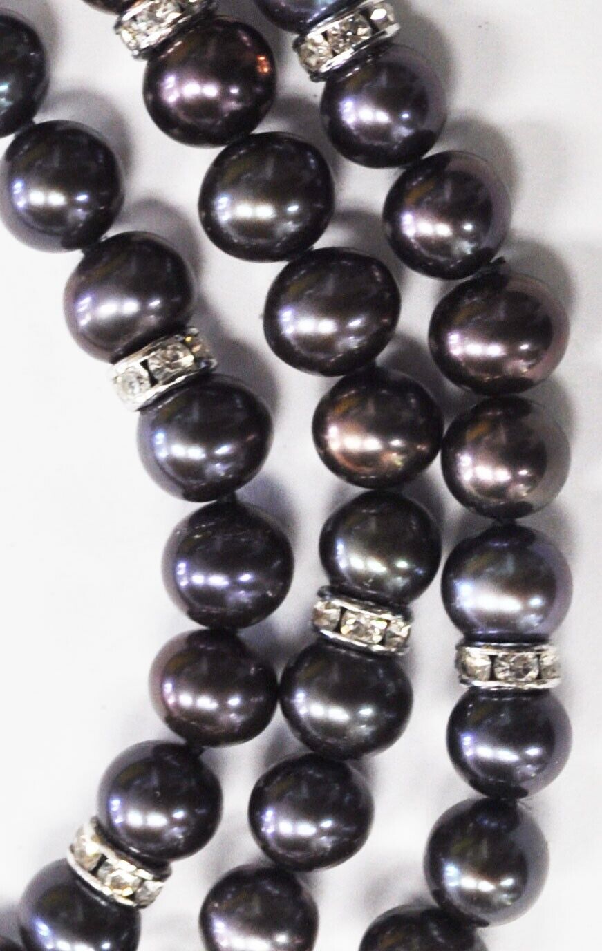 Sterling Silver Handmade 8-10mm Bead Necklace 40mm Dangle Tassel 16.5"