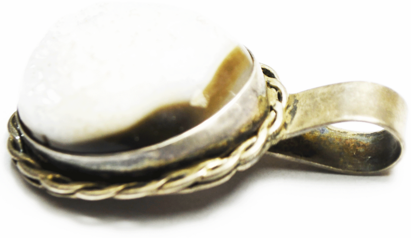 Sterling Silver Drusy Quartz Oval Pendant 48mm x 28mm