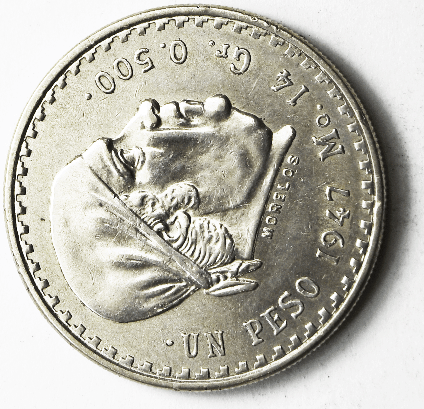 1947 Mexico Estados Unidos Mexicanos Silver One Peso KM# 456