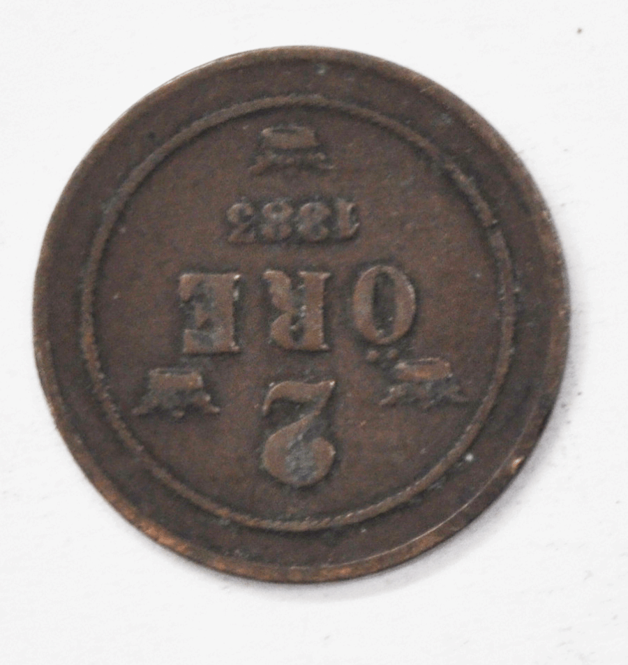 1883 Sweden 2 Two Öre Bronze Coin KM# 746