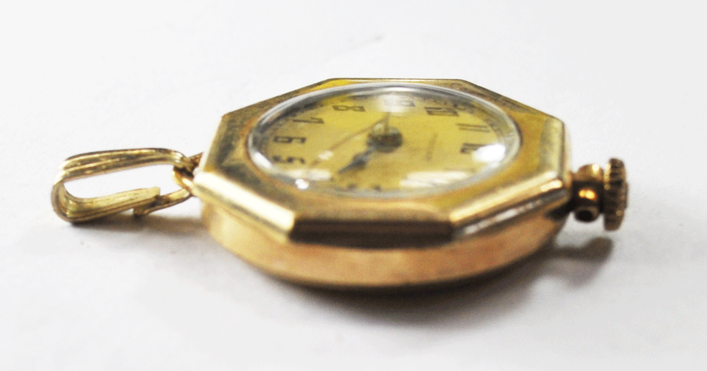Vintage Modish Pendant Pocket Wristwatch 26mm Art Deco Swiss Era Gold Filled GF