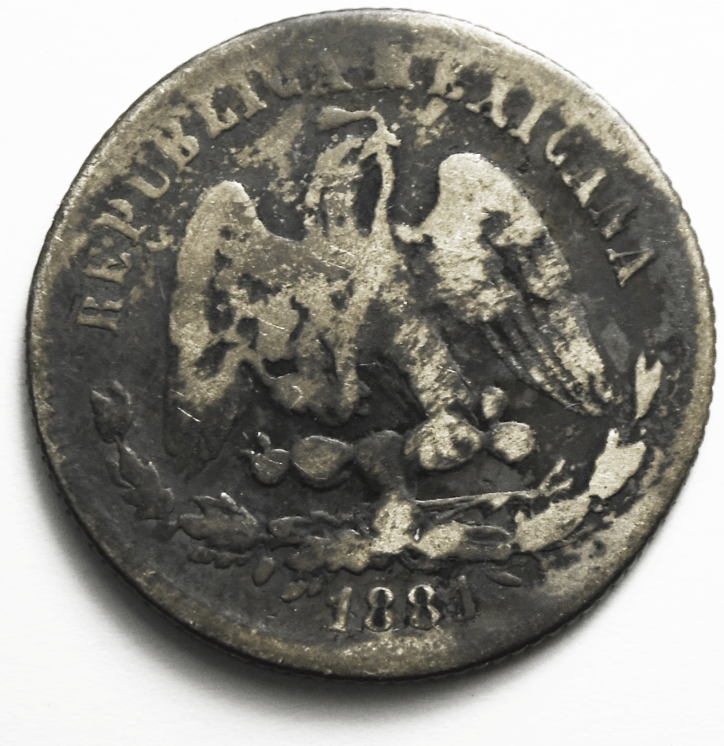 1881 Zs Mexico Second Republic 25 Centavos Silver Coin KM# 406