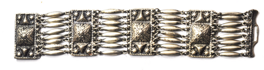 Sterling Silver Mexico Shutters & Doors Ornate 8 Part Link Bracelet 37mm 7-3/8"