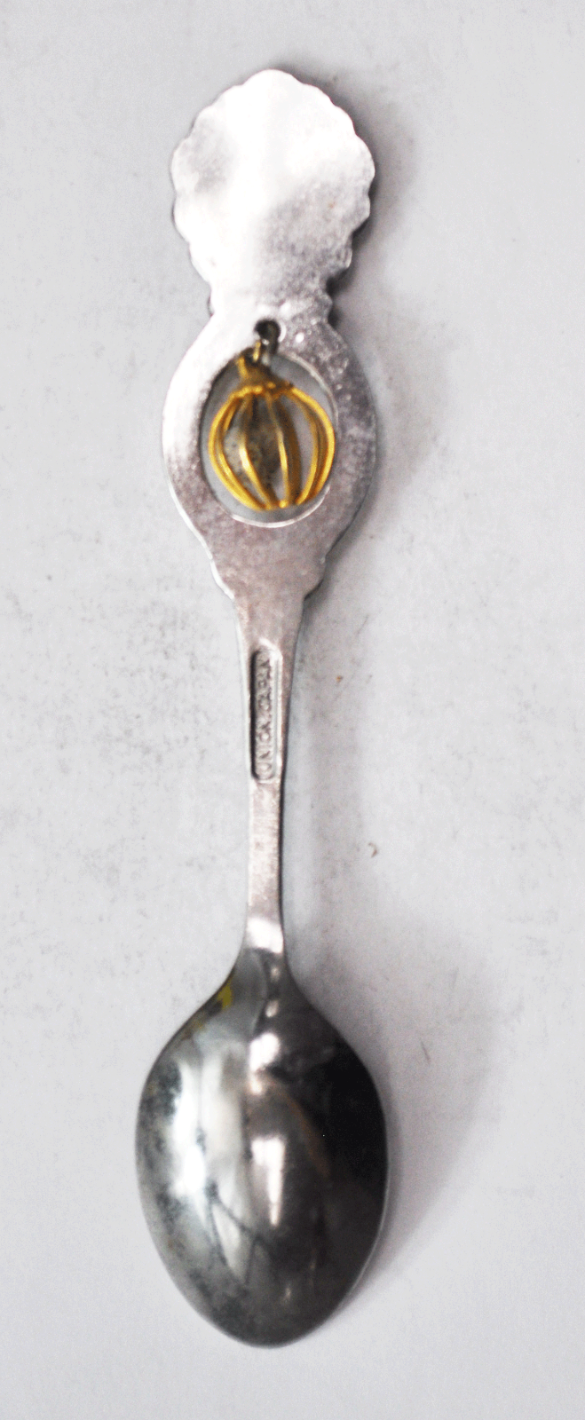 Silver Plated Union Japan Mount St. Helens Rock in Cage Charm 4-5/8"