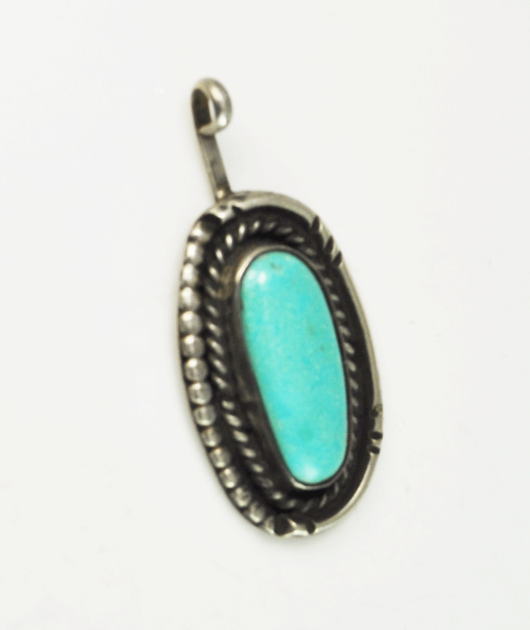 Beautiful Antique Oval Blue Signed DH Navajo Pendant 18mm 1.5"