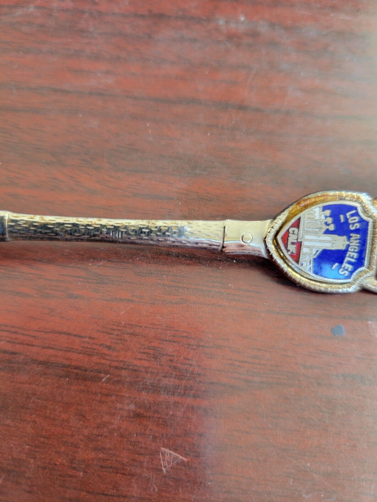 Souvenir Spoon Los Angeles California Enameled Shield Shovel