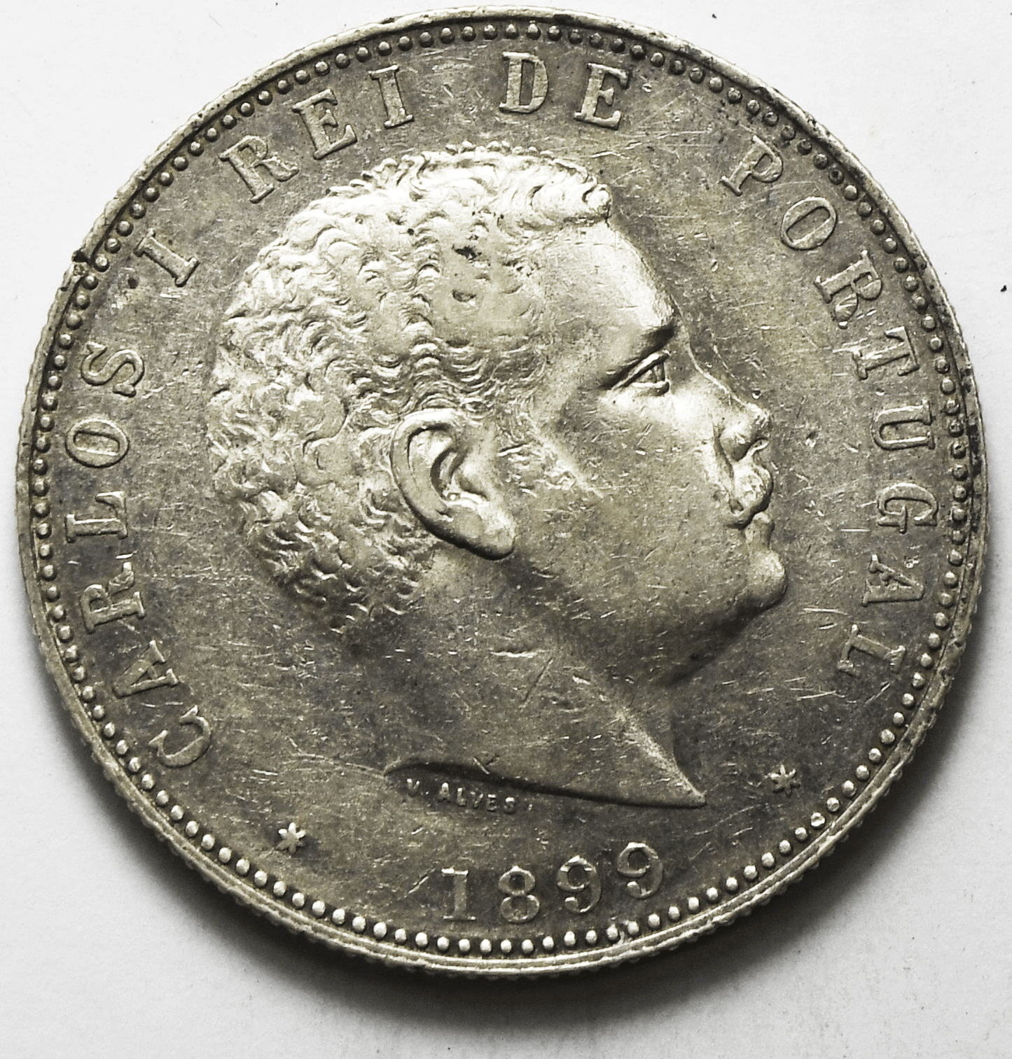 1899 Portugal 1000 Reis Silver Coin KM# 540