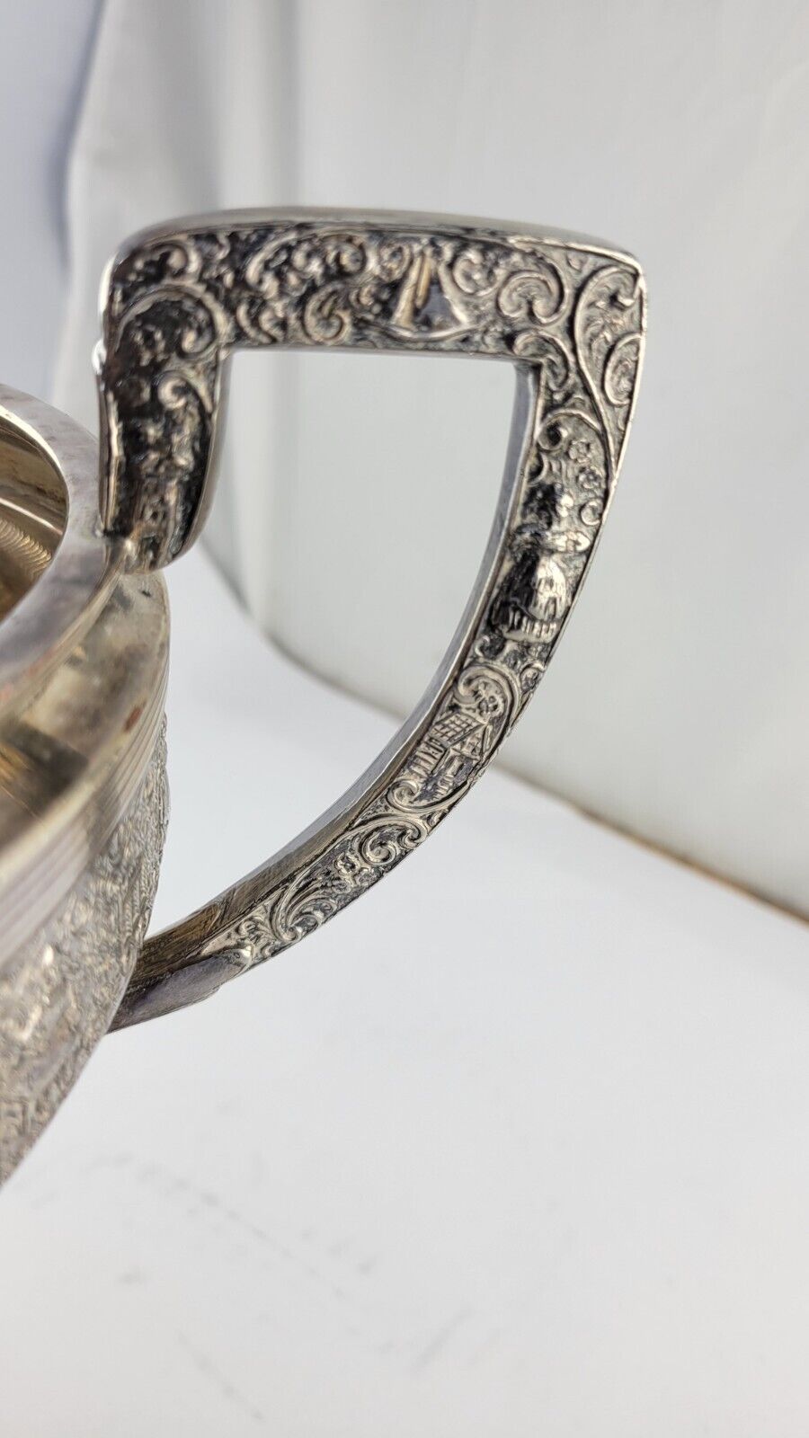 Friedman Silverplate Dutch Scenes Reticulated Repoussé Handled Centerpiece