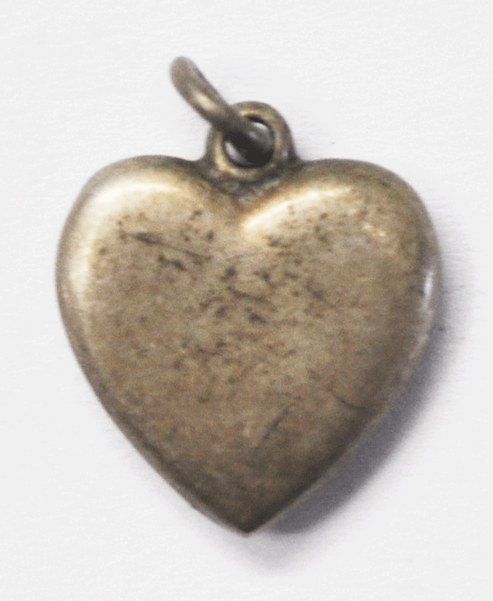 Antique Sterling Flower Rose Yellow Enamel Puffy Heart Charm 17mm x 14mm