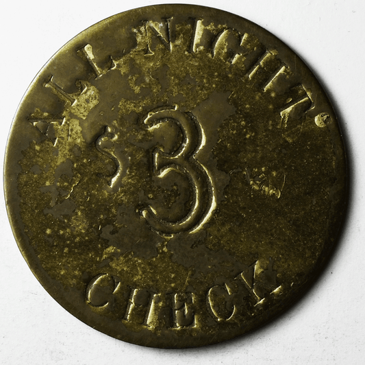 $3 Swede's Saloon Chicago ILL Brothel Brass Screw Stogie Whisky Token 38mm