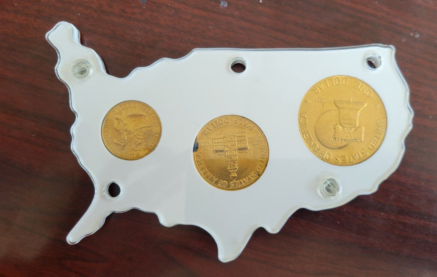 Bicentennial Gold Toned Coinage Liberty Set 1776-1976 Commemorative Acrylic Map