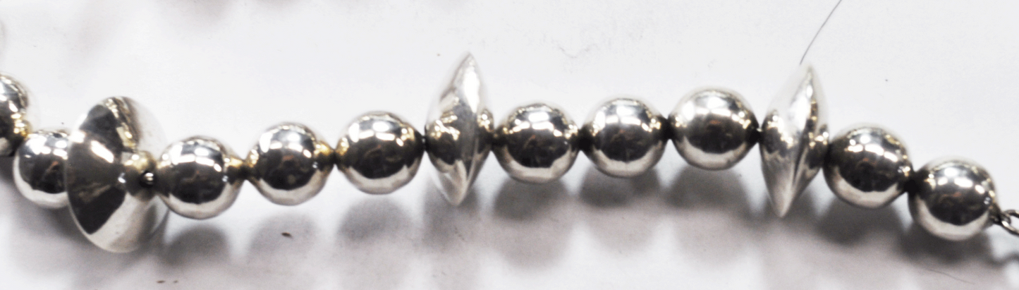 Sterling Silver MVH Handmade Bead Necklace 13m Round 21mm Disc 27"