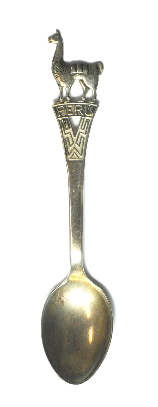 Sterling Silver JR Peru Lama Alpaca Souvenir Spoon 4-1/4"