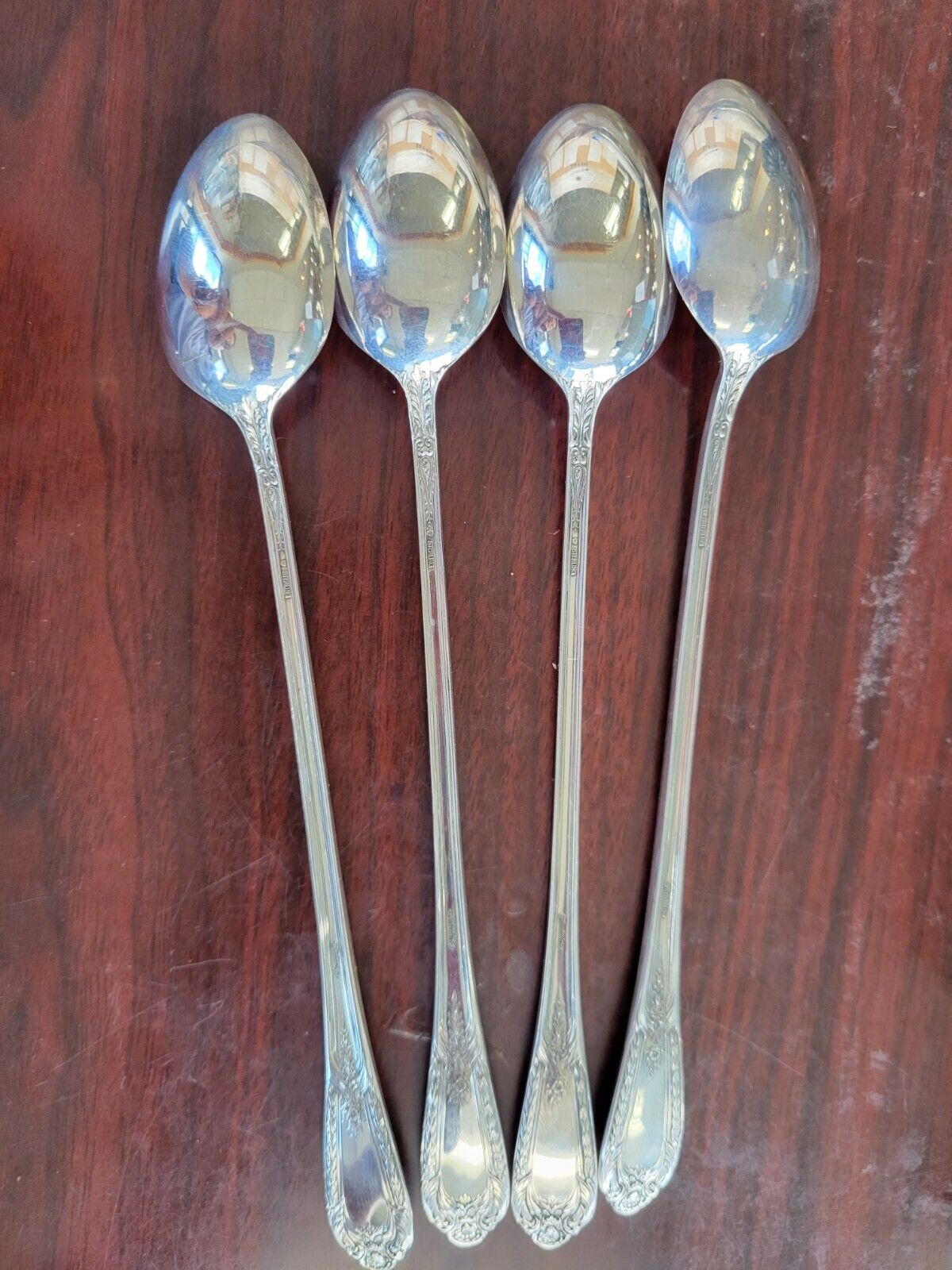 (4) Fontaine by International Sterling  7 3/8" Long Iced Tea Spoons 4.3oz.