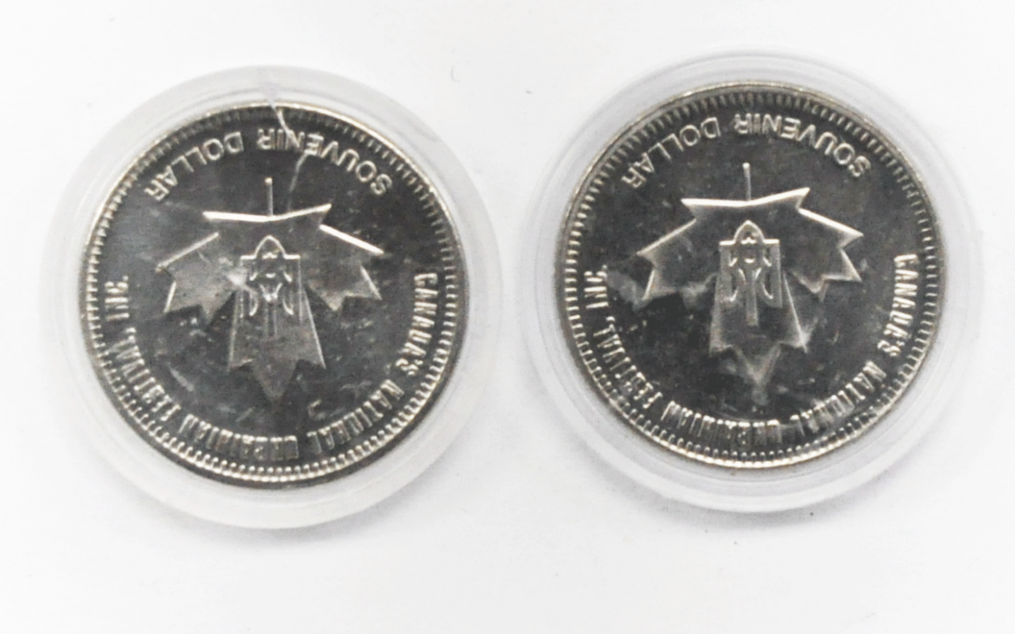 1983 & 84 Canada $1 Trade 2 Tokens 34mm Dauphin Manitoba Ukrainian Festival