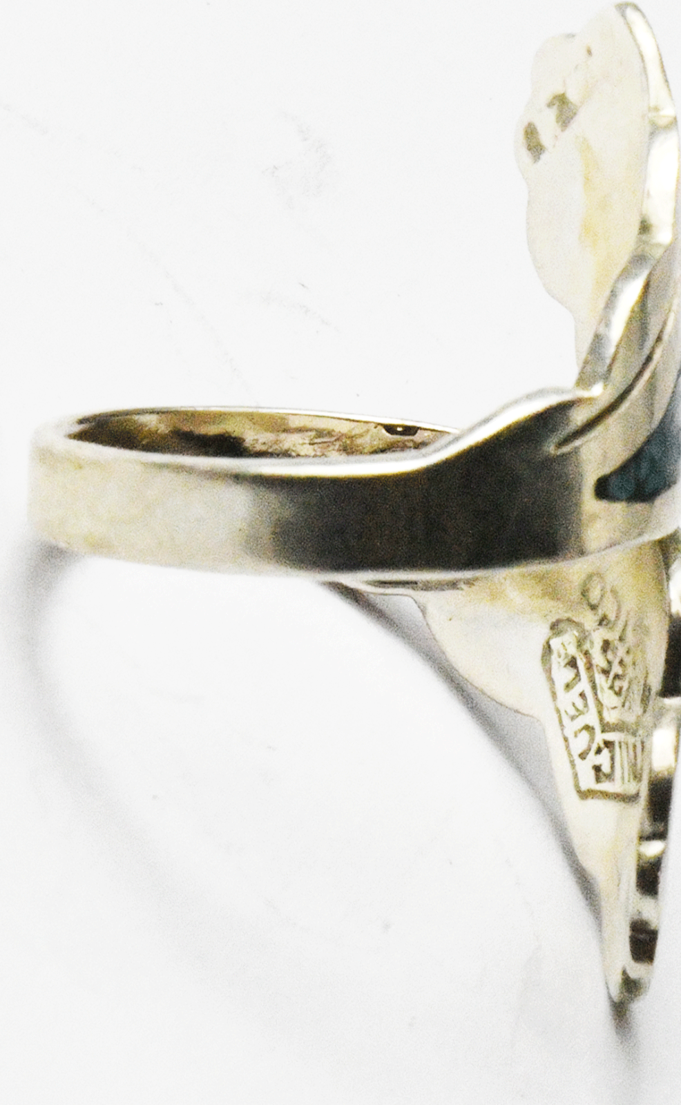 Sterling Silver Miguel Blue Chip Inlay Turquoise Wrap Around Ring 30mm Size 6